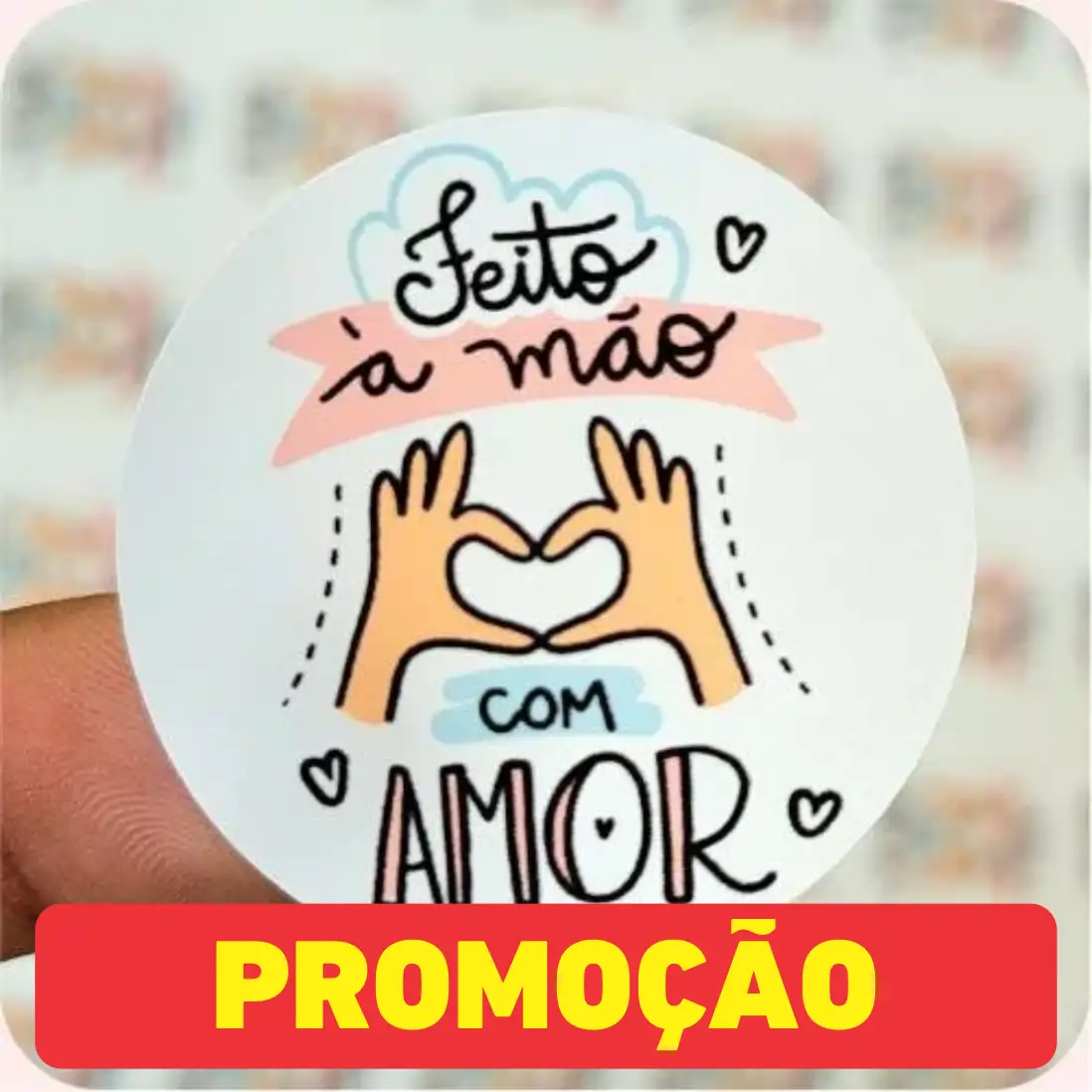 300 Adesivos de 3 cm – Modelo Feito à Mão Com Amor
